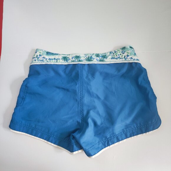 O'Neill beach short muted blue with tropical design women's junior size 7 - Picture 3 of 12